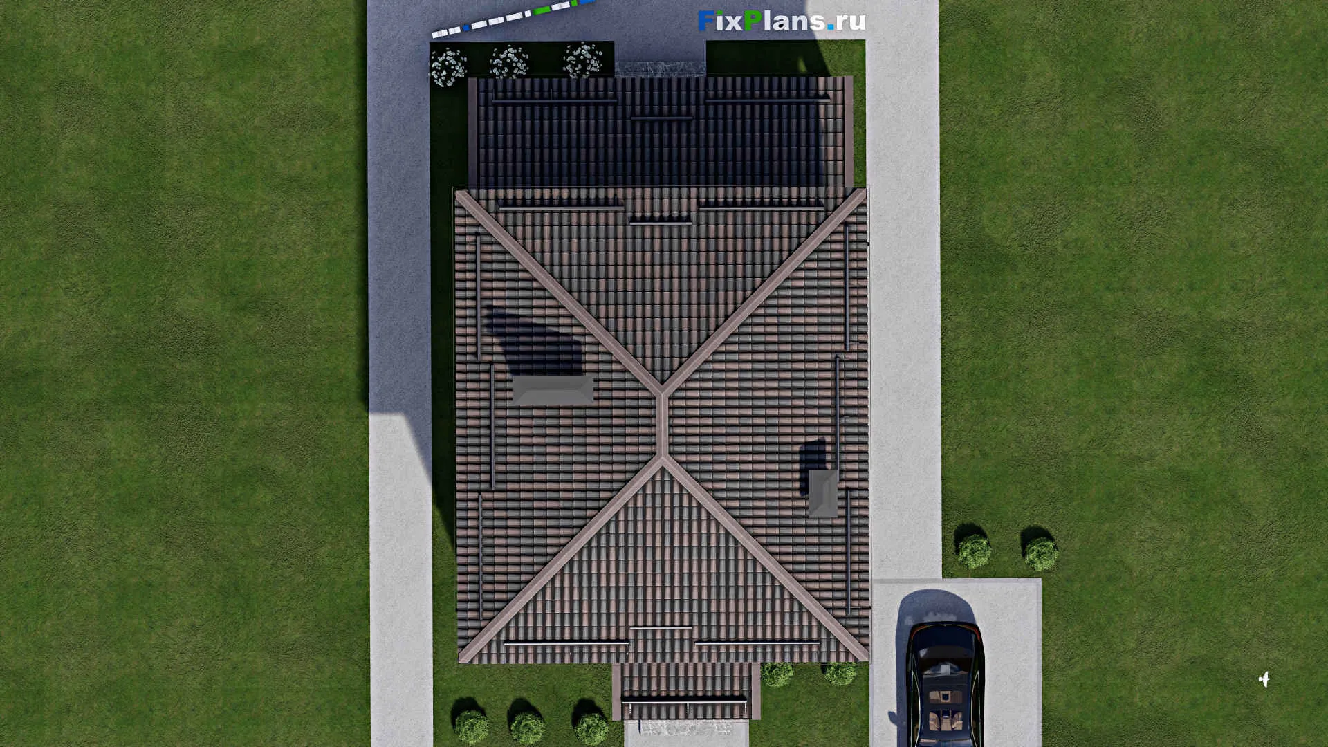 F-6191 - Проект двухэтажного дома 9 на 10, площадью 210 м² с террасой, цокольным этажом и 3 спальнями