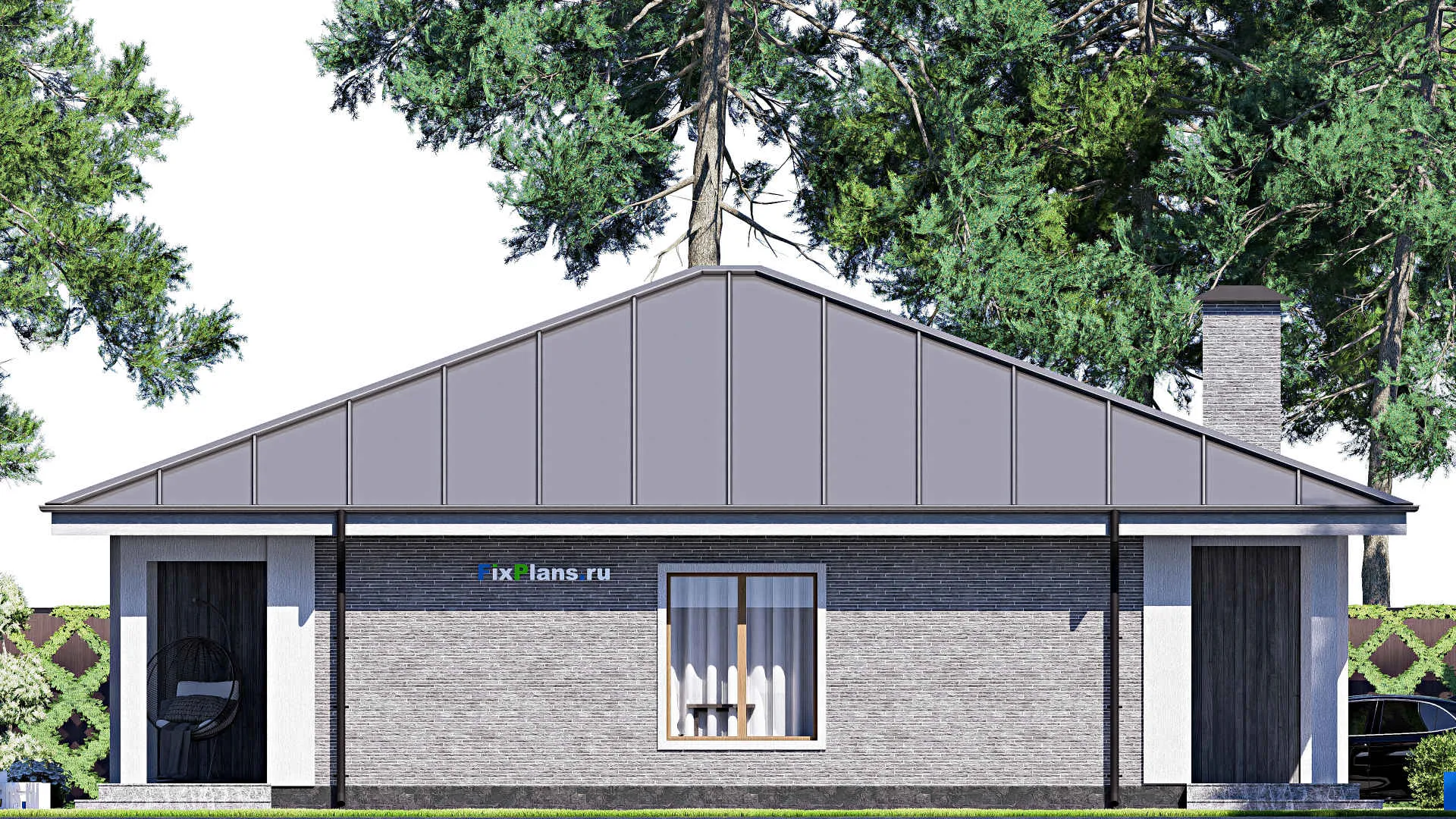 F-18593 - План одноэтажного дома 14 на 15, площадью 160 м² с террасой и 3 спальнями