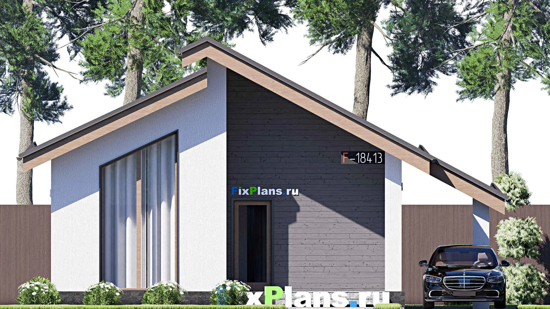 F-18413 - Проект одноэтажного дома 6 на 10, площадью 40 м² с 1 спальнями