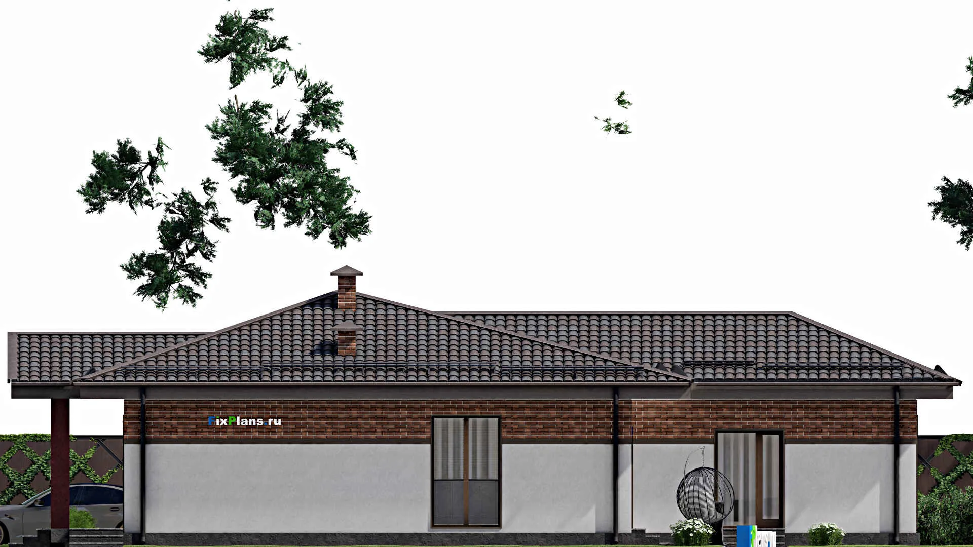 F-6866 - Проект одноэтажного дома 17 на 19, площадью 180 м² с 3 спальнями