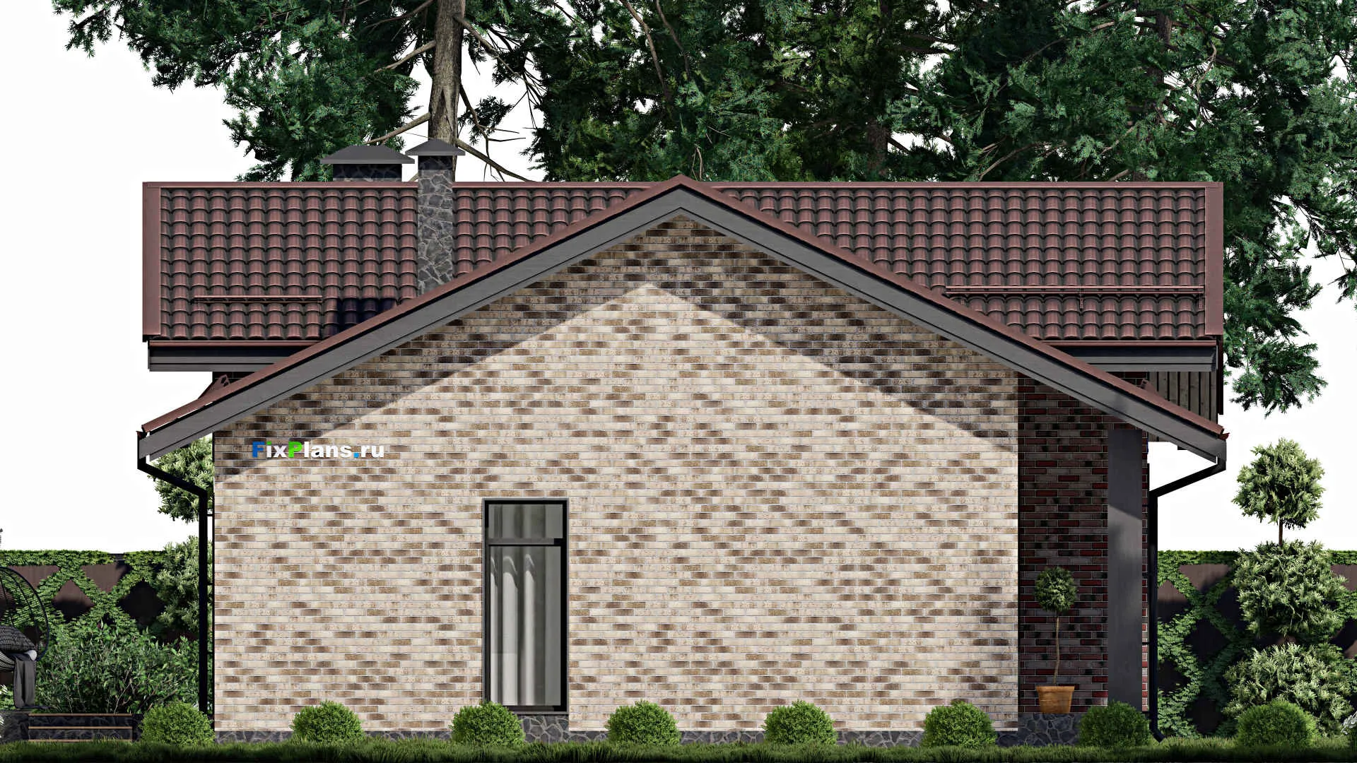 F-2231 - Проект одноэтажного дома 11 на 15, площадью 150 м² с террасой и 3 спальнями