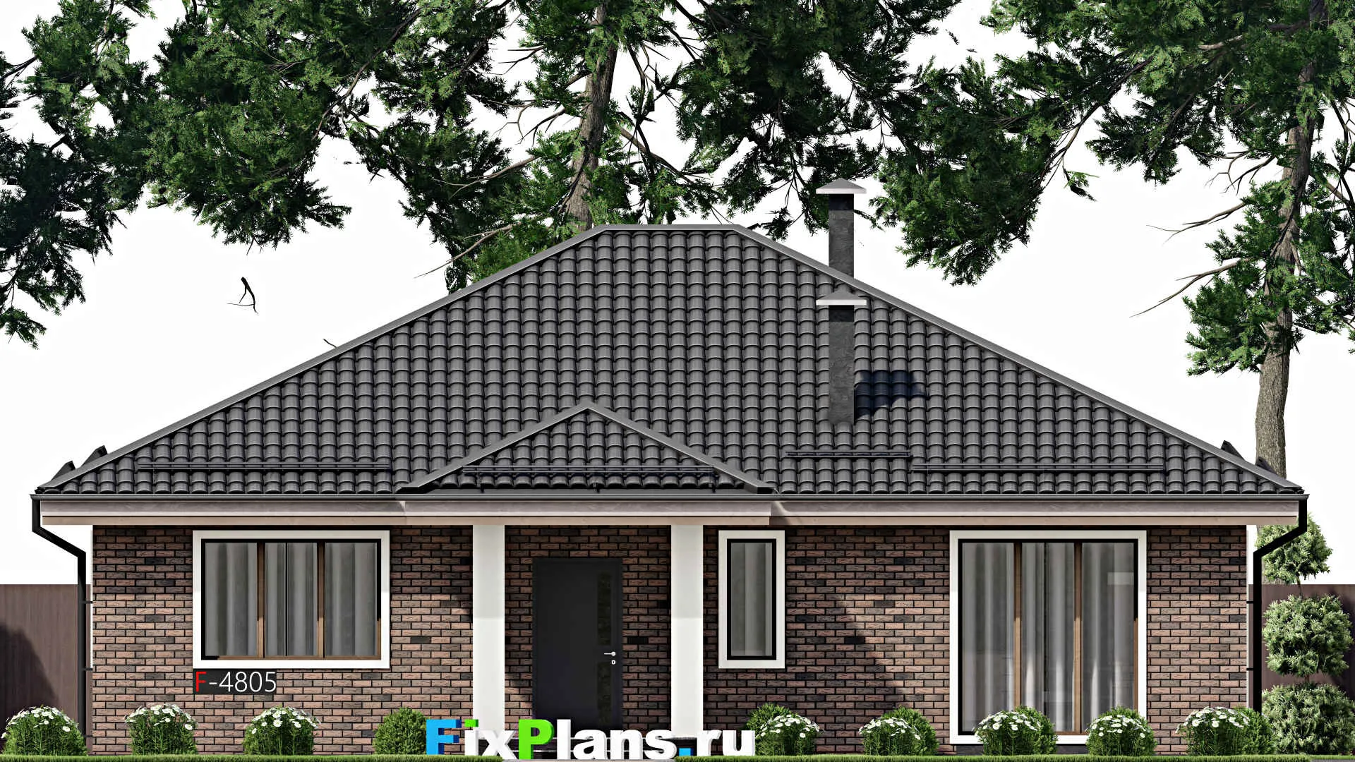 F-4805 - Проект одноэтажного дома 13 на 14, площадью 140 м² с 3 спальнями