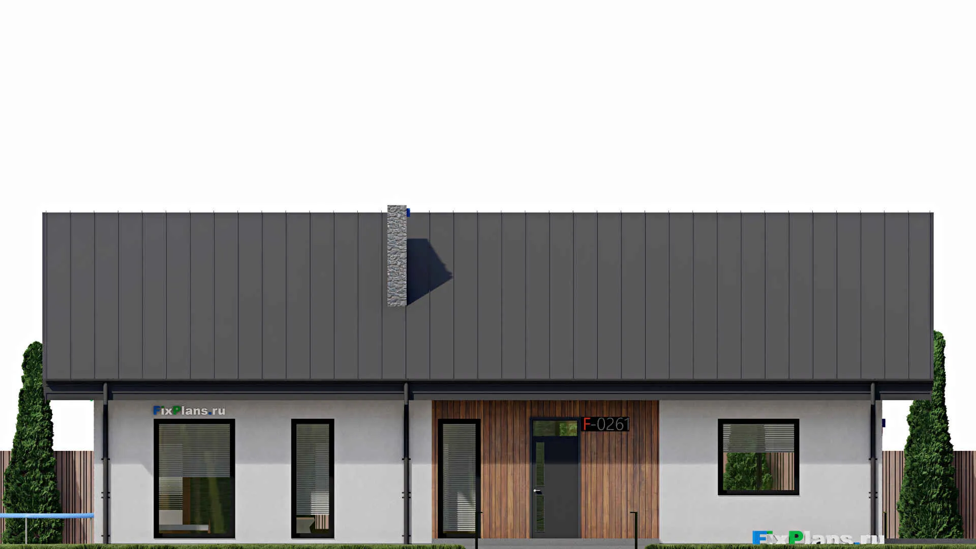 F-0161 - Проект одноэтажного дома 11 на 17, площадью 190 м² с террасой и 3 спальнями