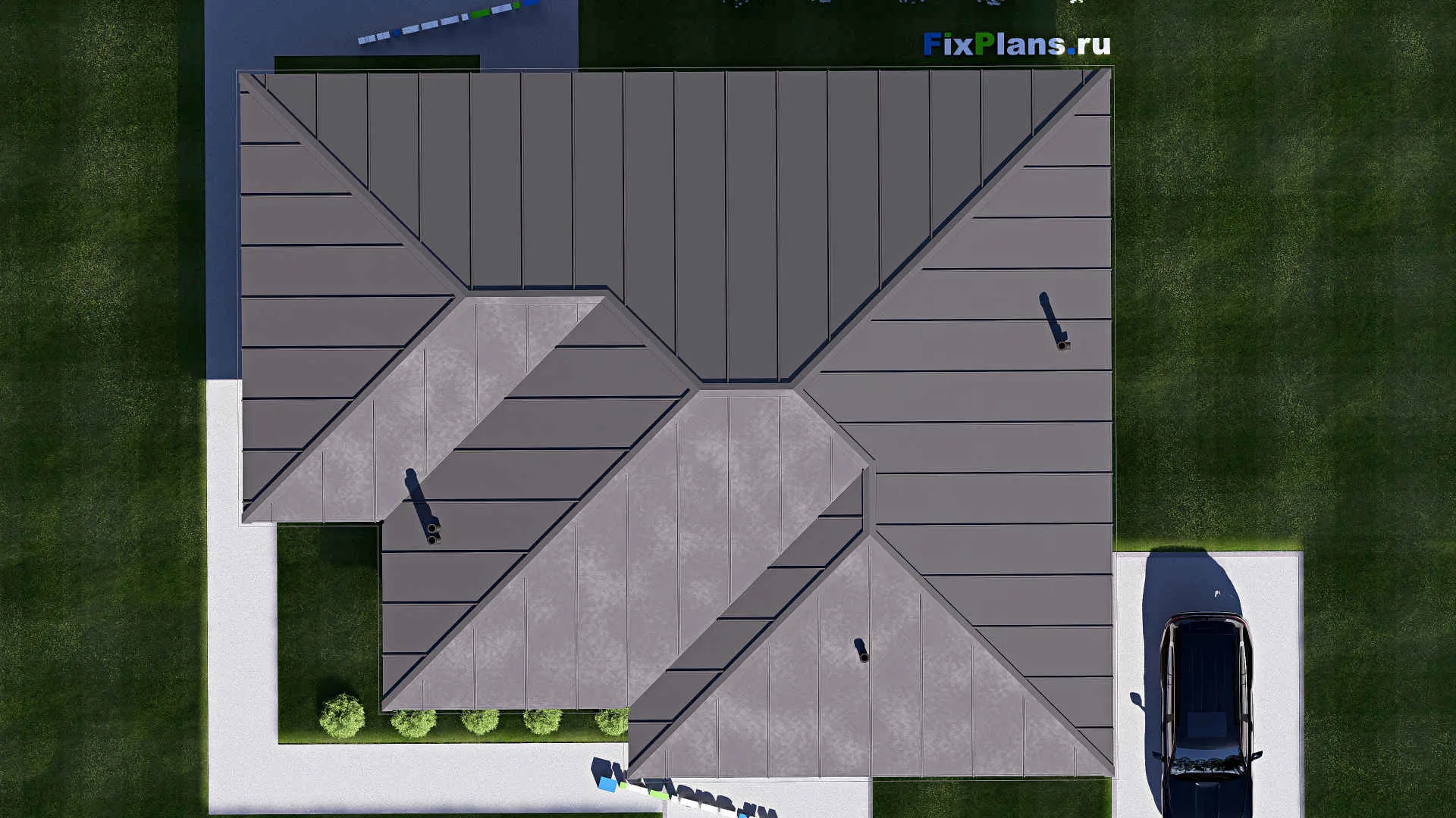 F-19637 - План одноэтажного дома 14 на 18, площадью 180 м² с террасой и 3 спальнями