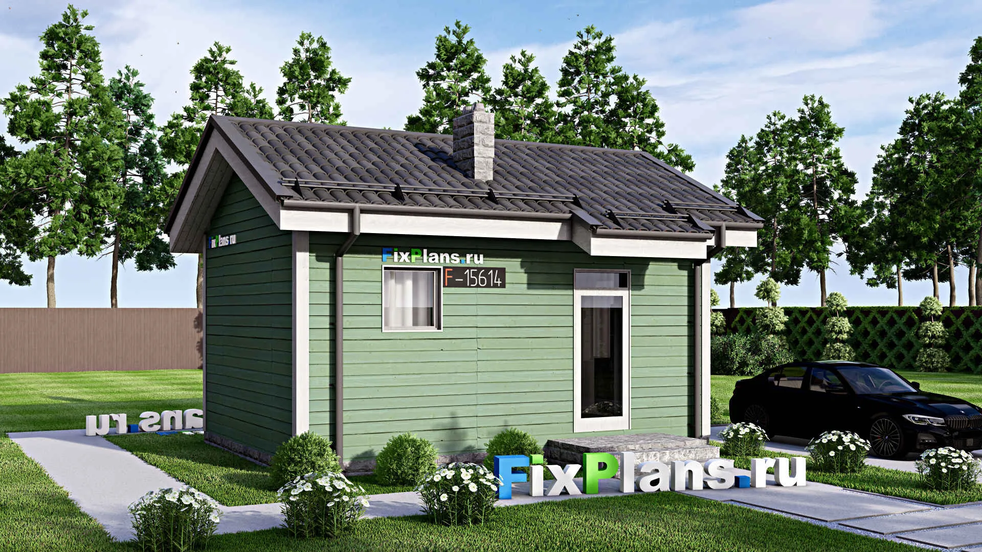 F-15614 - Проект бани 6 на 7, площадью 30 м² с комнатой отдыха