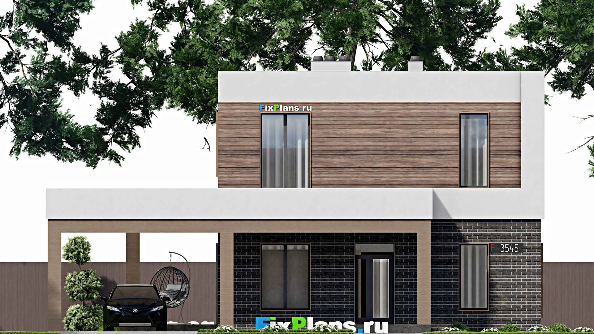 F-3545 - Проект двухэтажного дома 10 на 14, площадью 210 м² с террасой и 3 спальнями