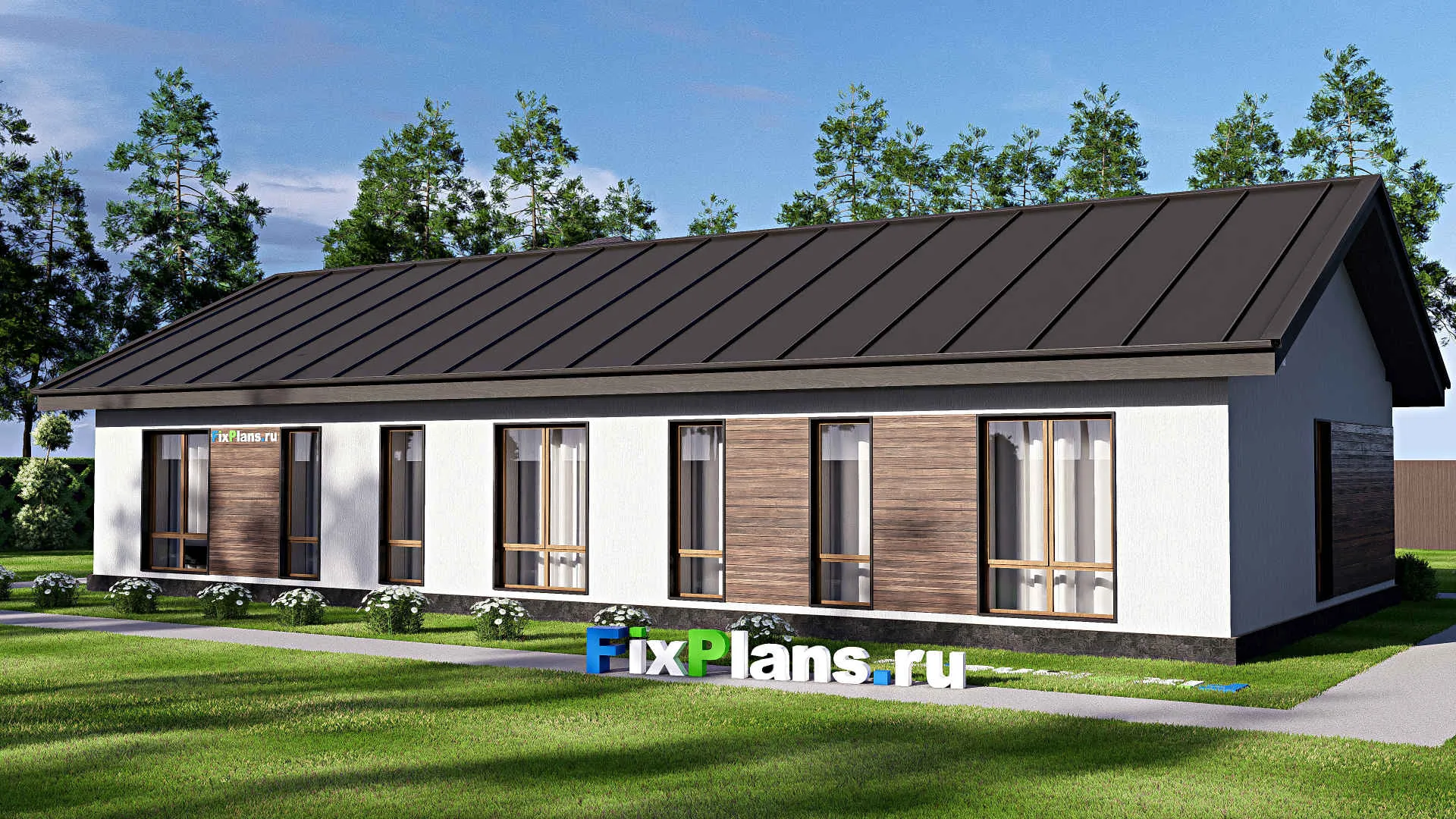 F-18485 - Проект одноэтажного дома 10 на 20, площадью 150 м² с 3 спальнями