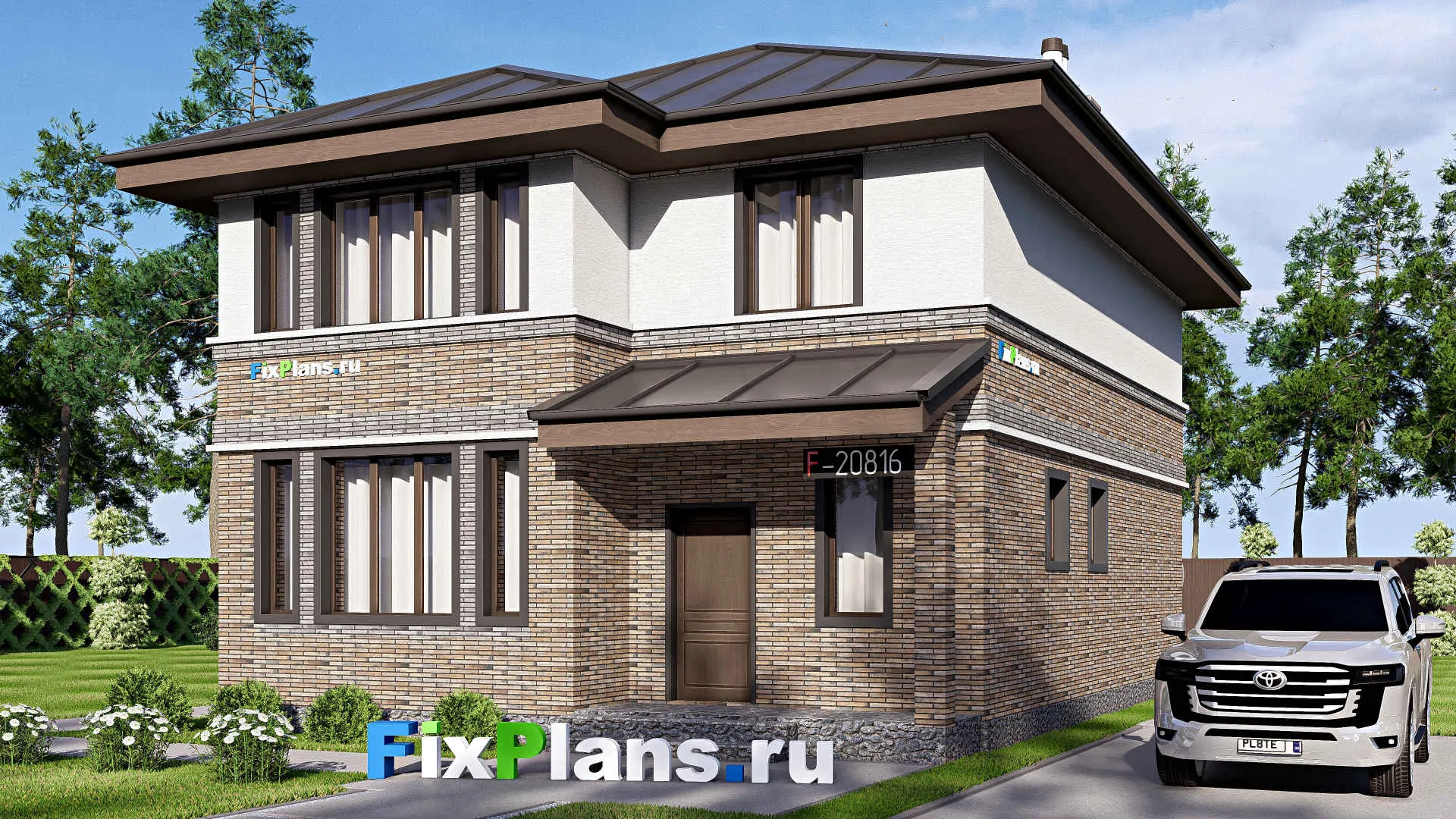 F-20816 - Проект двухэтажного дома 9 на 15, площадью 170 м² с террасой и 4 спальнями