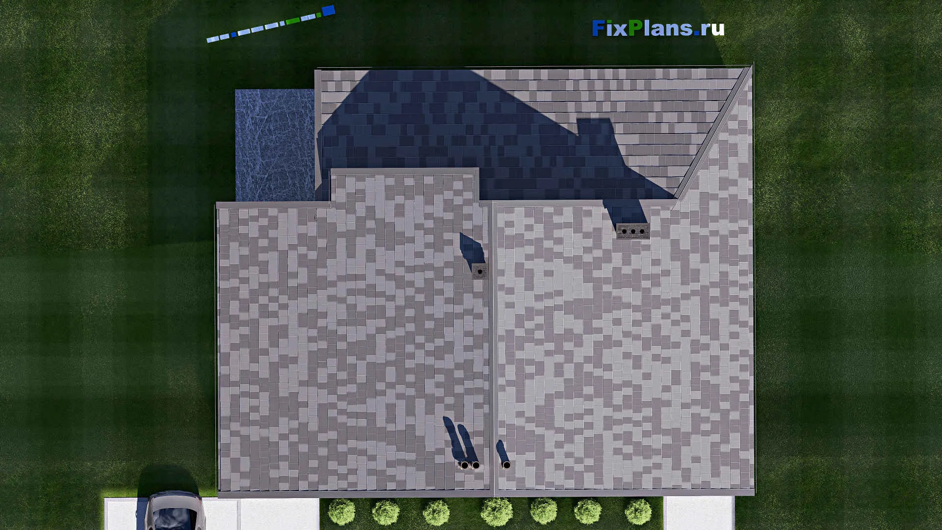 F-18980 - Проект дома с мансардой 12 на 16, площадью 230 м² с террасой, цокольным этажом и 3 спальнями