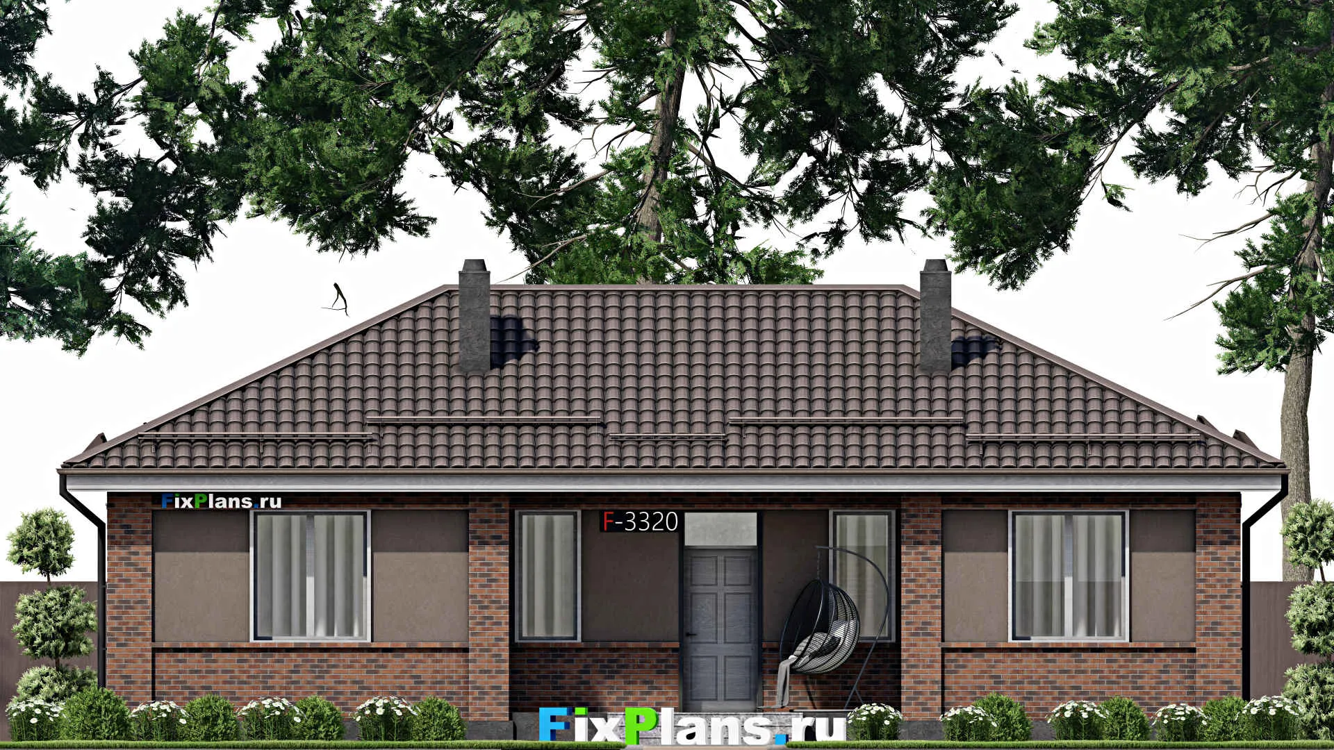 F-3320 - Проект одноэтажного дома 9 на 15, площадью 90 м² с 3 спальнями
