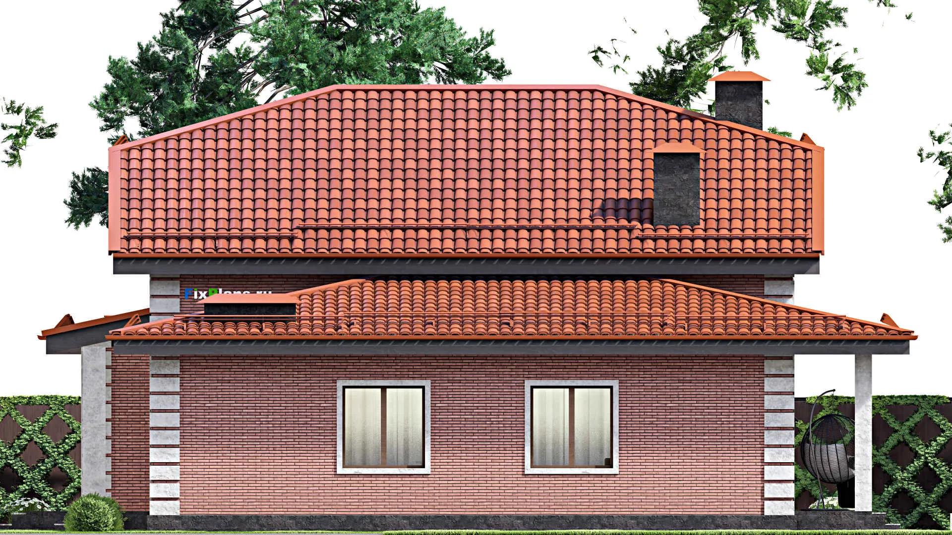 F-8738 - Проект дома с мансардой 15 на 18, площадью 480 м² с террасой и 9 спальнями