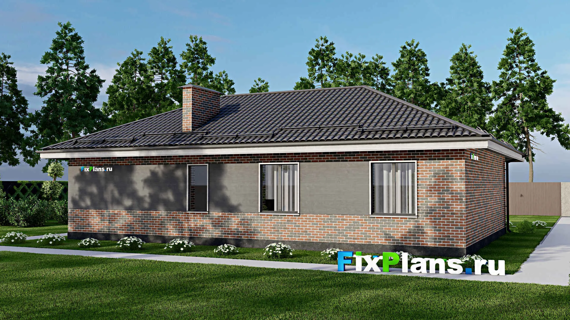 F-4472 - Проект одноэтажного дома 11 на 16, площадью 120 м² с террасой и 3 спальнями