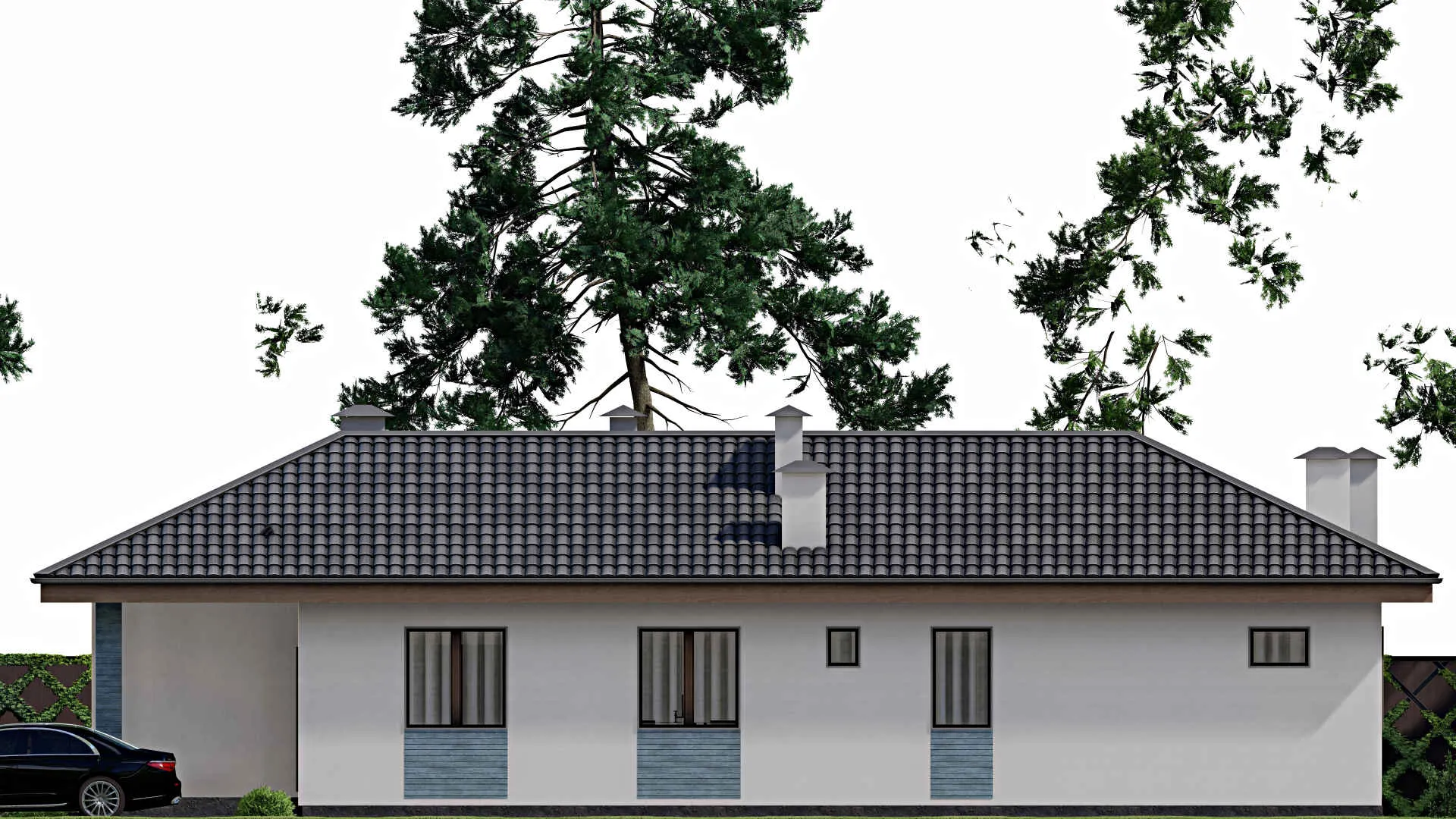 F-12347 - Проект бани 19 на 19, площадью 200 м² с терассой, 4 санузлами и спальней