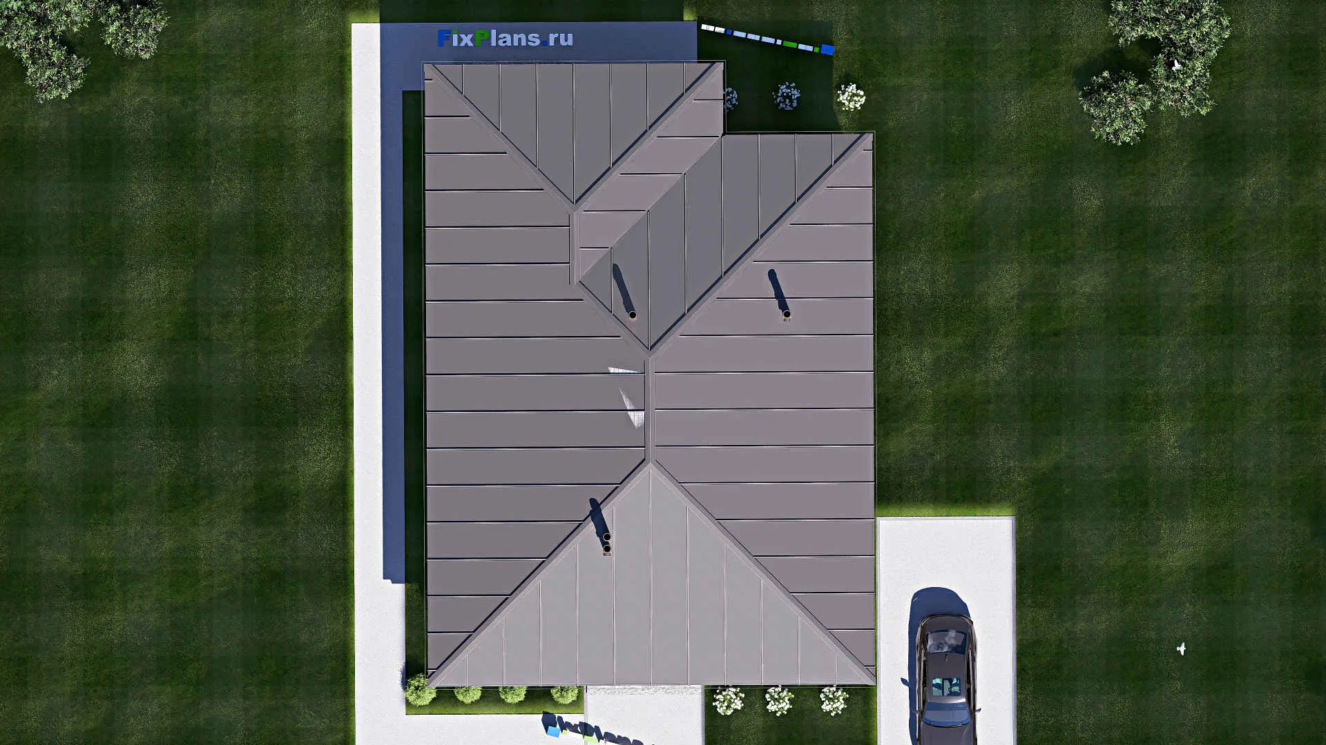 F-18152 - План одноэтажного дома 13 на 18, площадью 160 м² с террасой и 3 спальнями