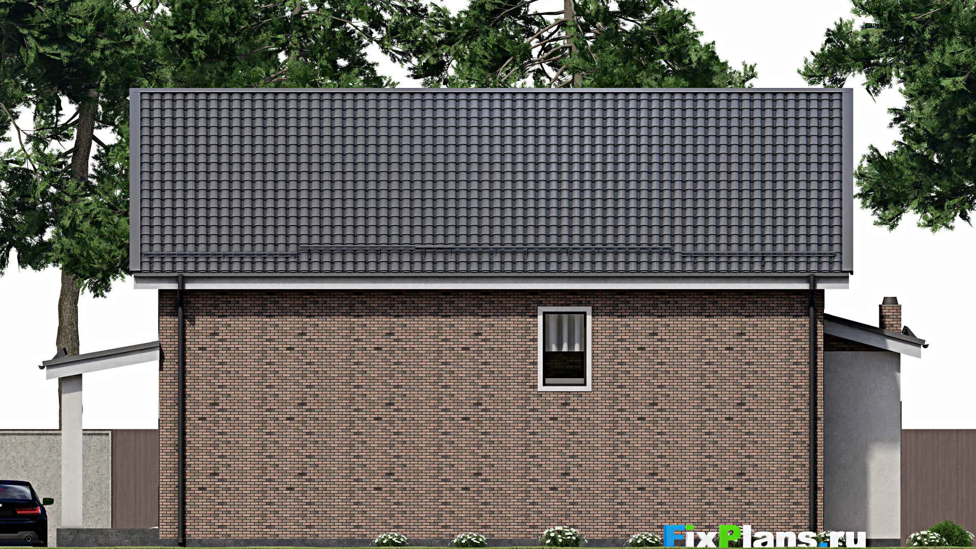 F-7559 - Проект дома с мансардой 16 на 17, площадью 290 м² с террасой и 4 спальнями