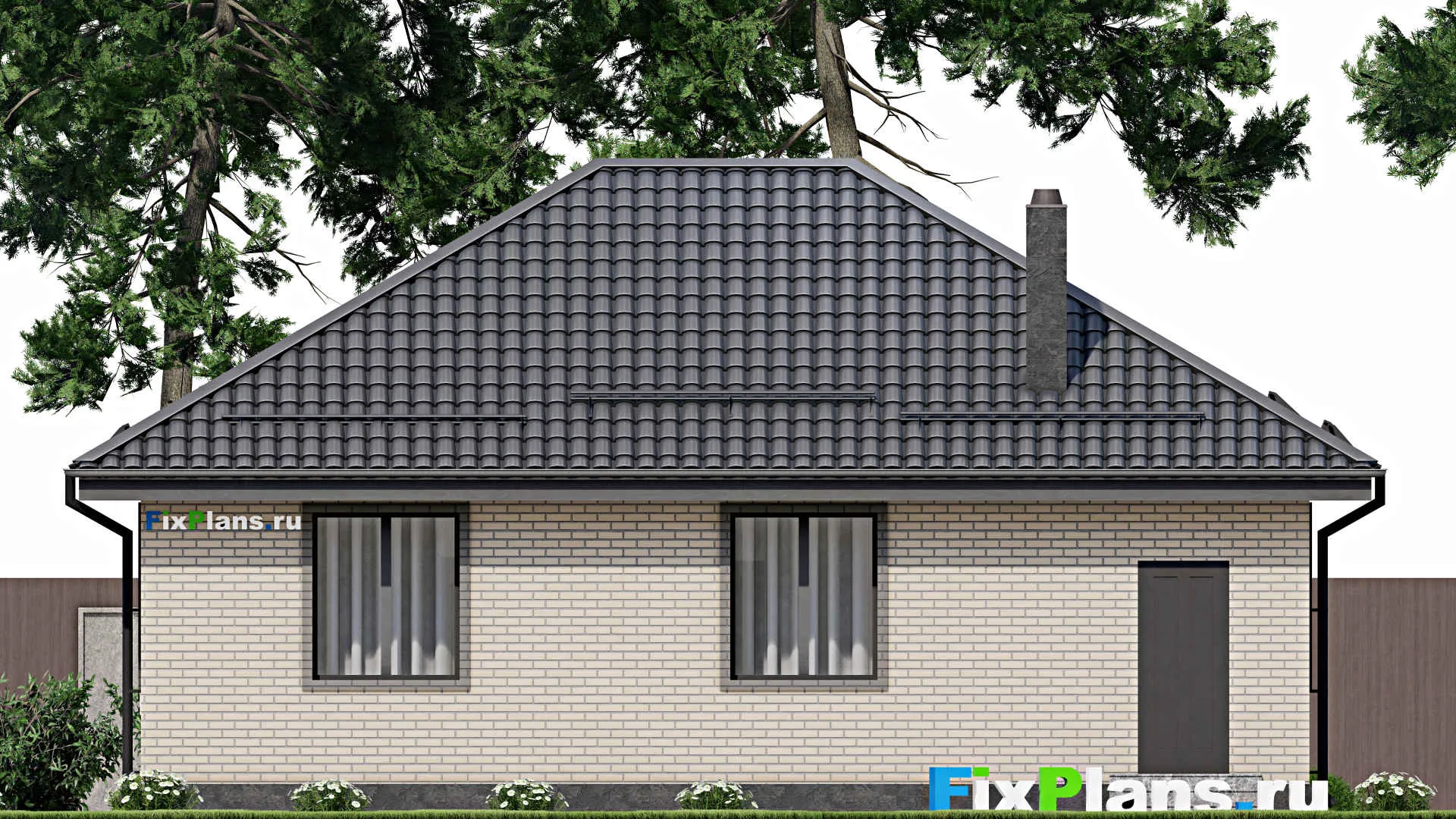 F-3104 - План одноэтажного дома 10 на 12, площадью 90 м² с 3 спальнями