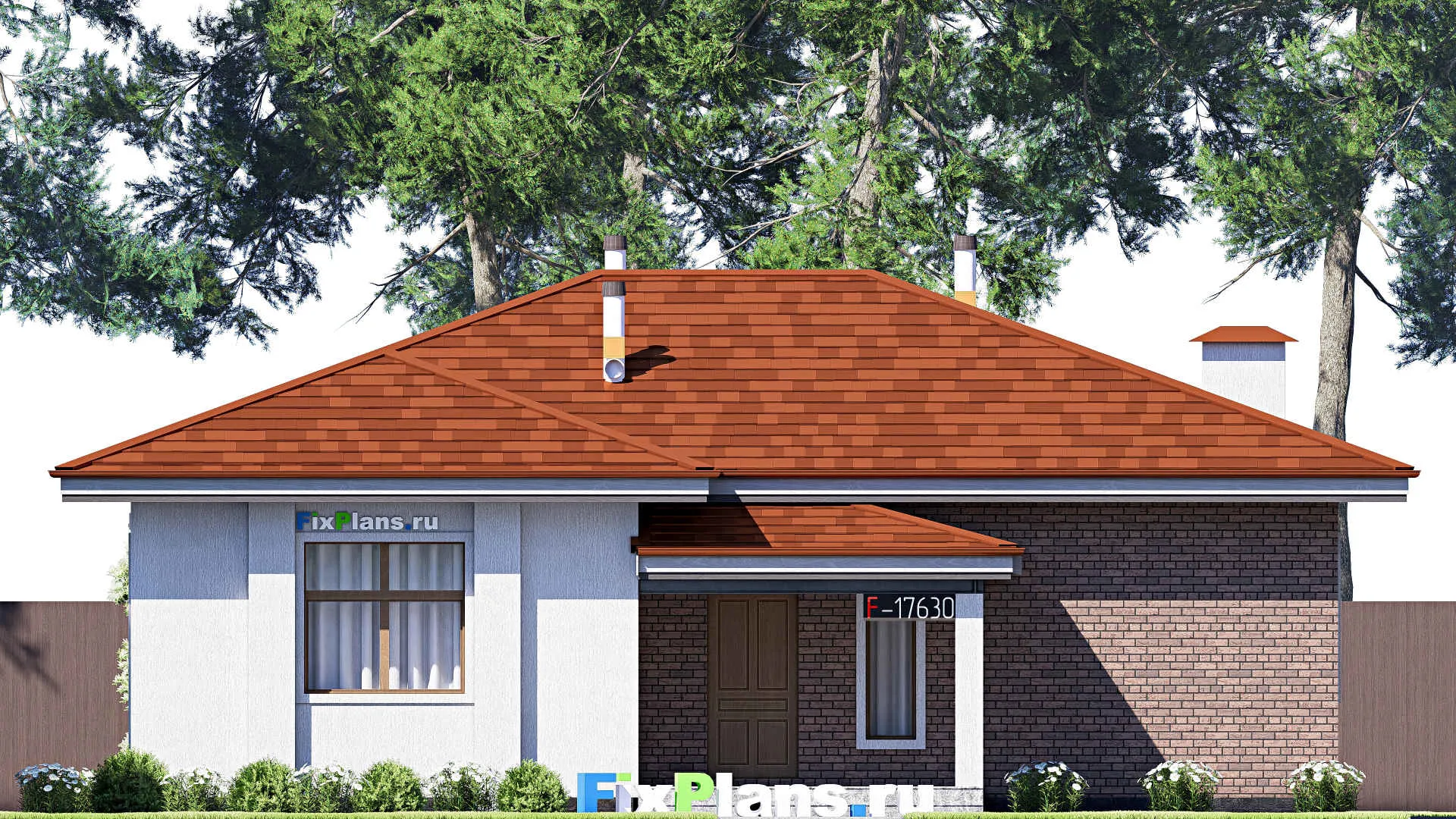 F-17630 - План одноэтажного дома 14 на 15, площадью 140 м² с 2 спальнями