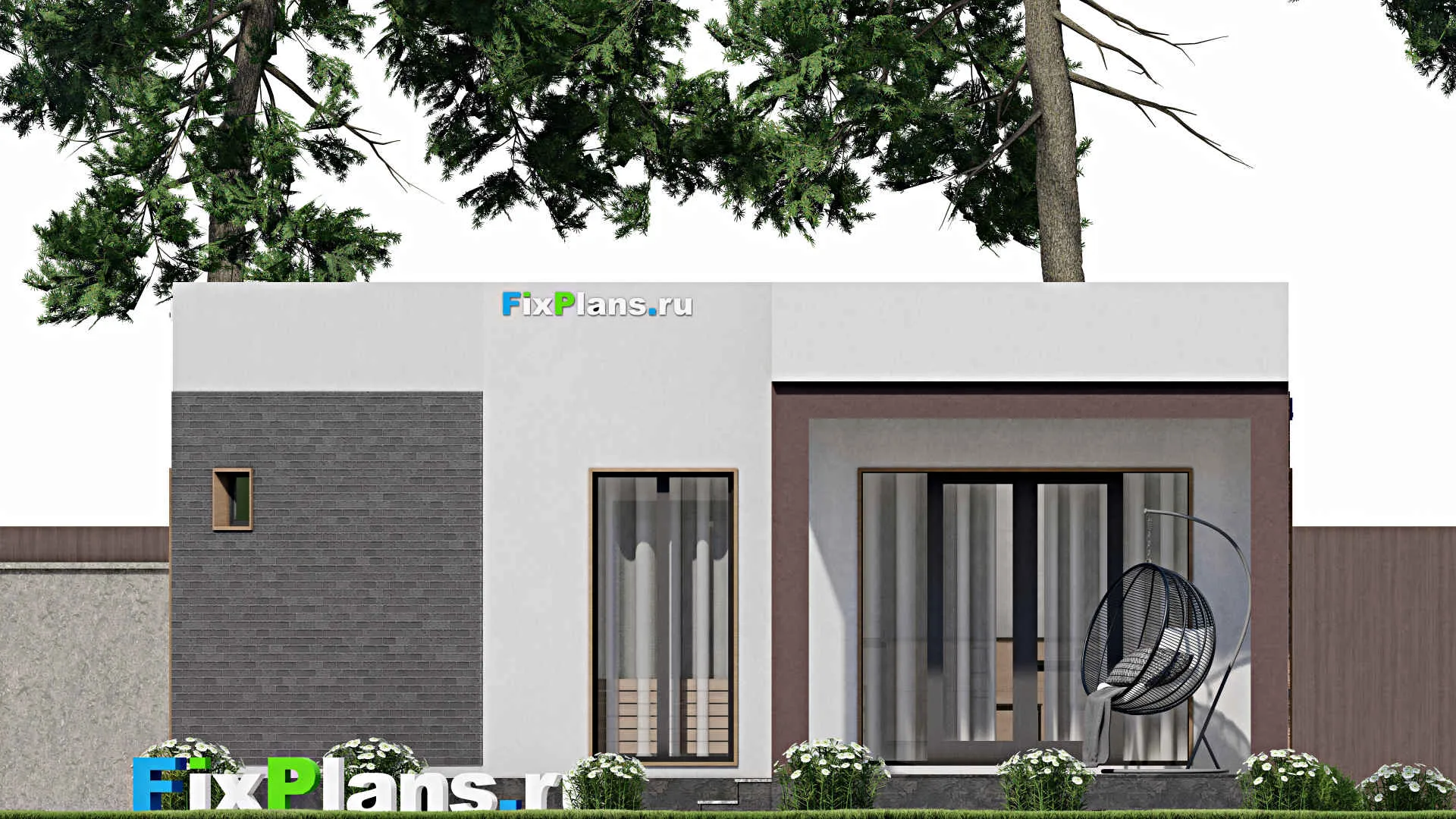 F-11204 - План одноэтажного дома 9 на 15, площадью 90 м² с террасой и 2 спальнями