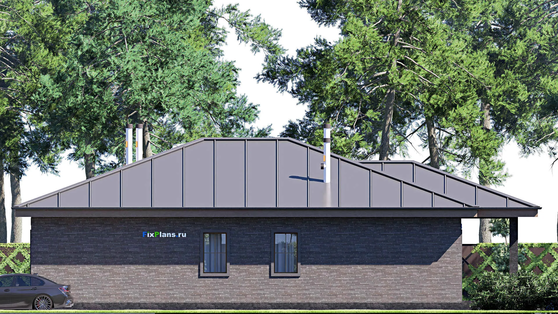 F-18152 - План одноэтажного дома 13 на 18, площадью 160 м² с террасой и 3 спальнями