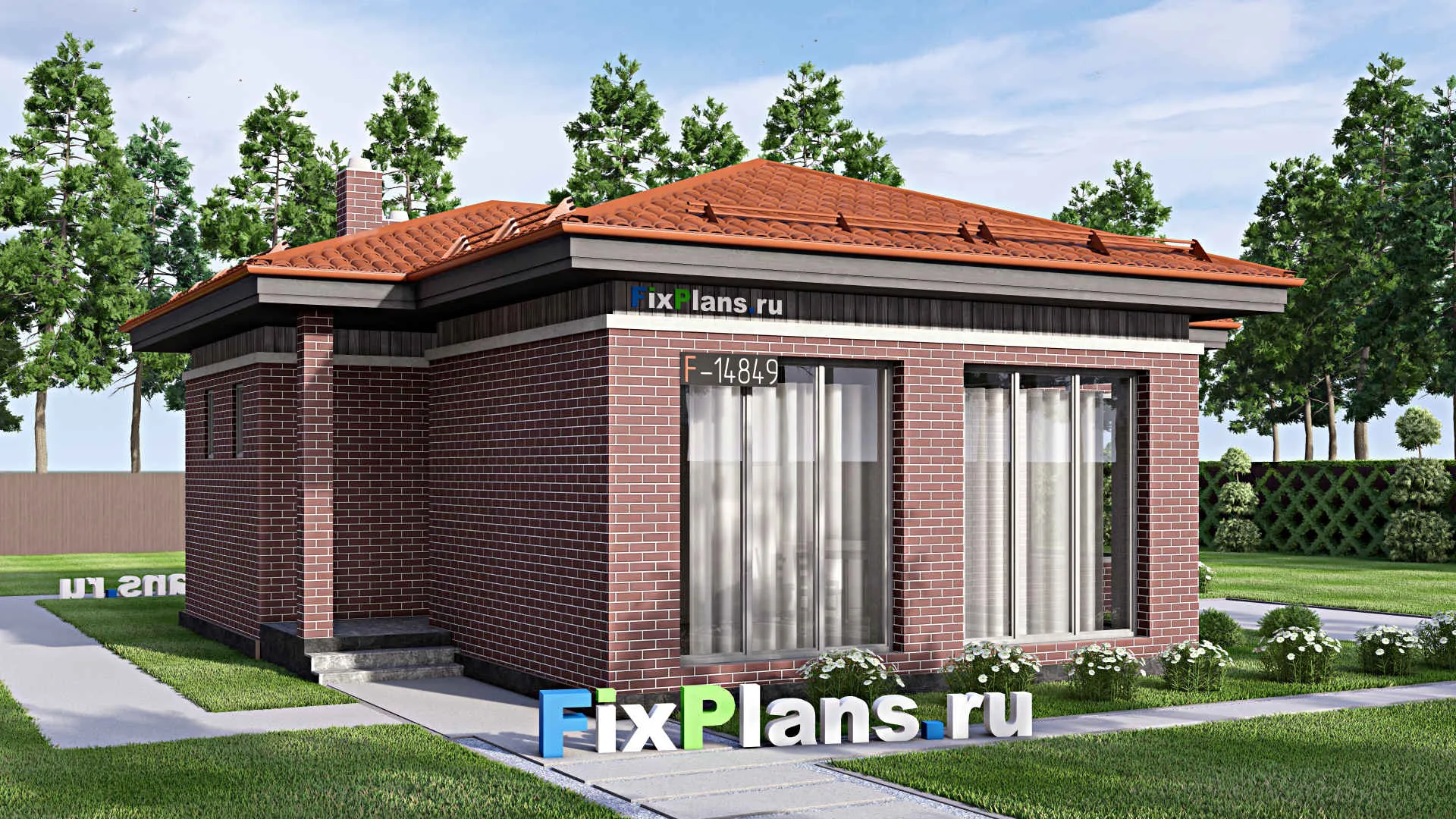 F-14849 - Проект бани 12 на 14, площадью 100 м² с терассой и 2 санузлами