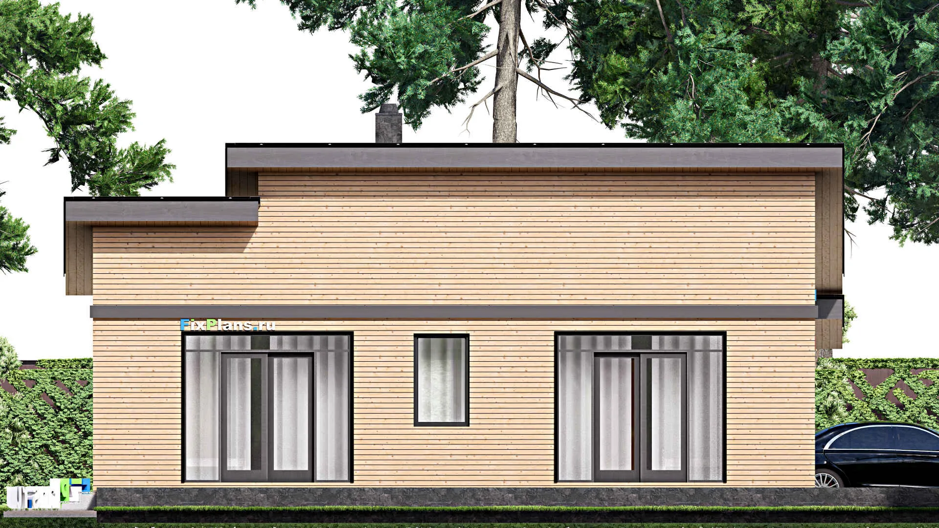 F-16694 - Проект одноэтажного дома 15 на 16, площадью 190 м² с террасой и 2 спальнями