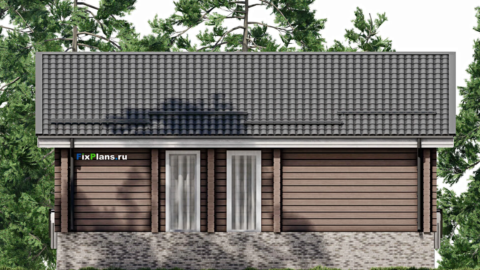 F-2087 - Планы двухэтажного дома 10 на 12, площадью 240 м² с террасой, баней, гаражом на 1 машину и 4 спальнями