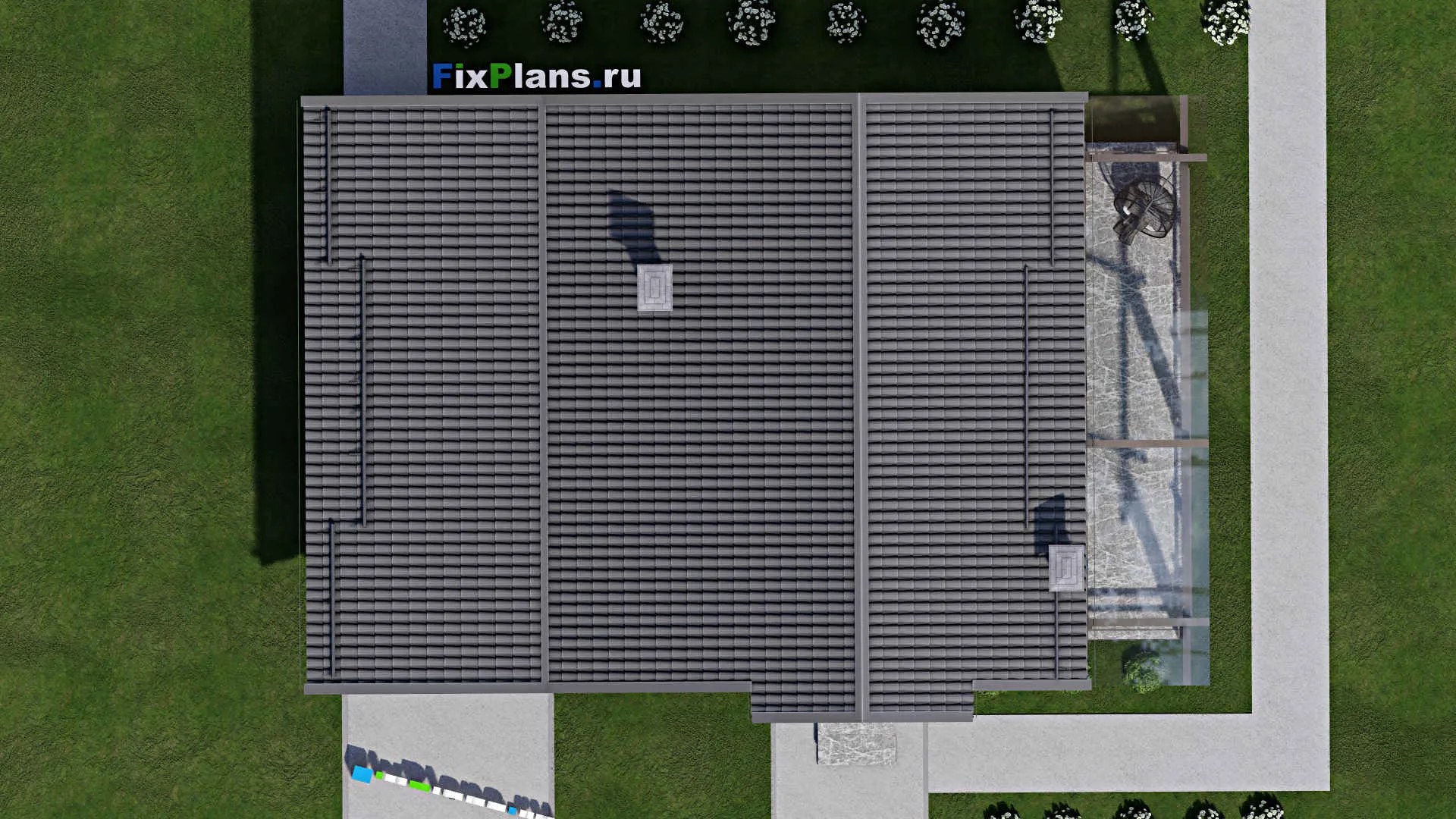 F-3950 - Проект дома с мансардой 10 на 11, площадью 140 м² с террасой, балконом, навесом для машины и 3 спальнями