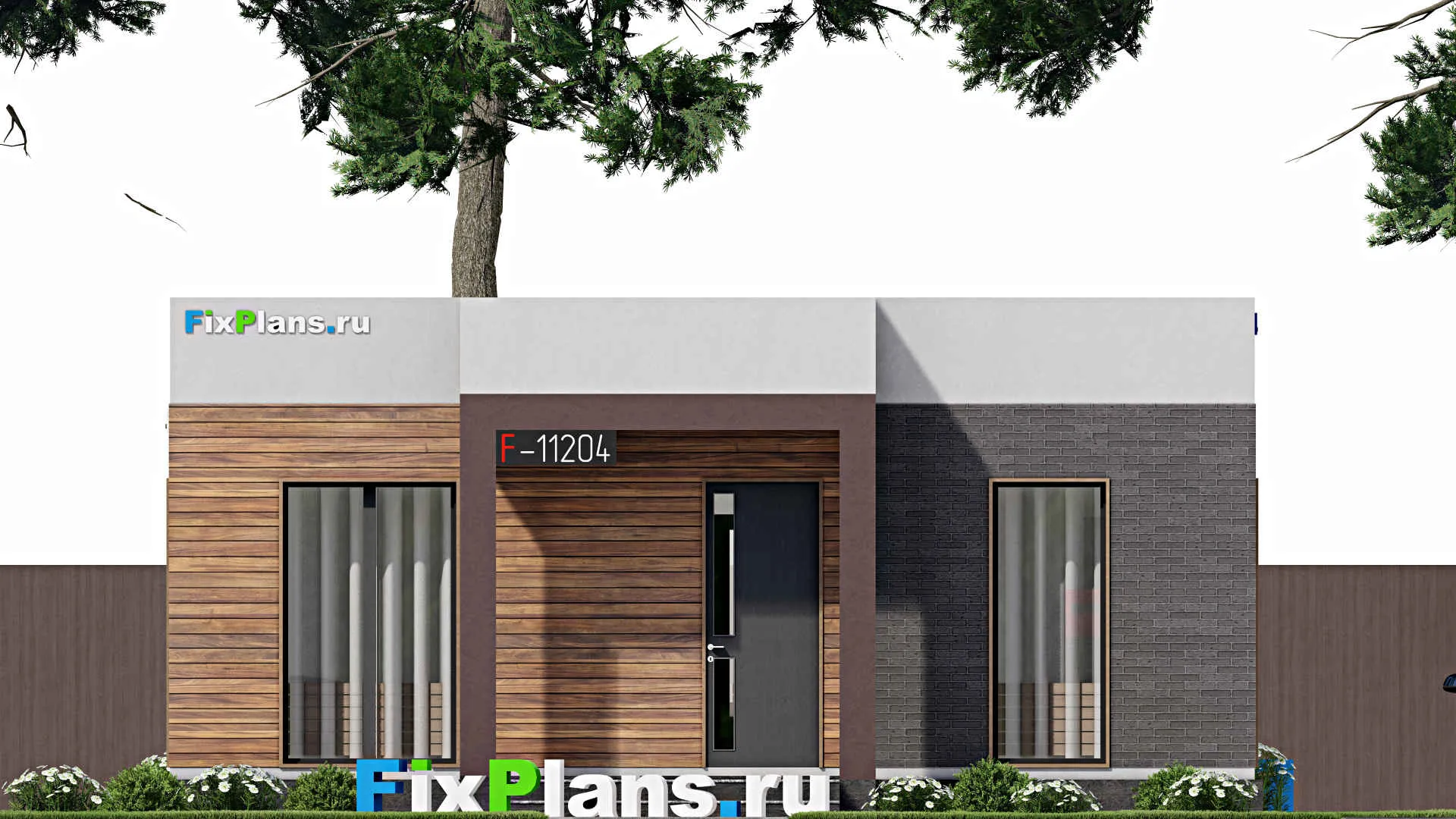 F-11204 - План одноэтажного дома 9 на 15, площадью 90 м² с террасой и 2 спальнями