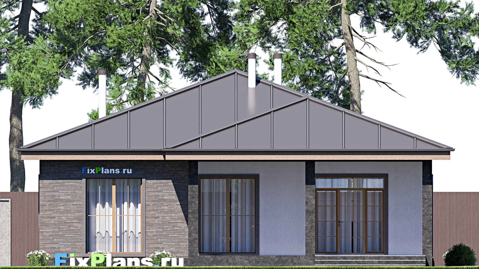 F-18152 - План одноэтажного дома 13 на 18, площадью 160 м² с террасой и 3 спальнями