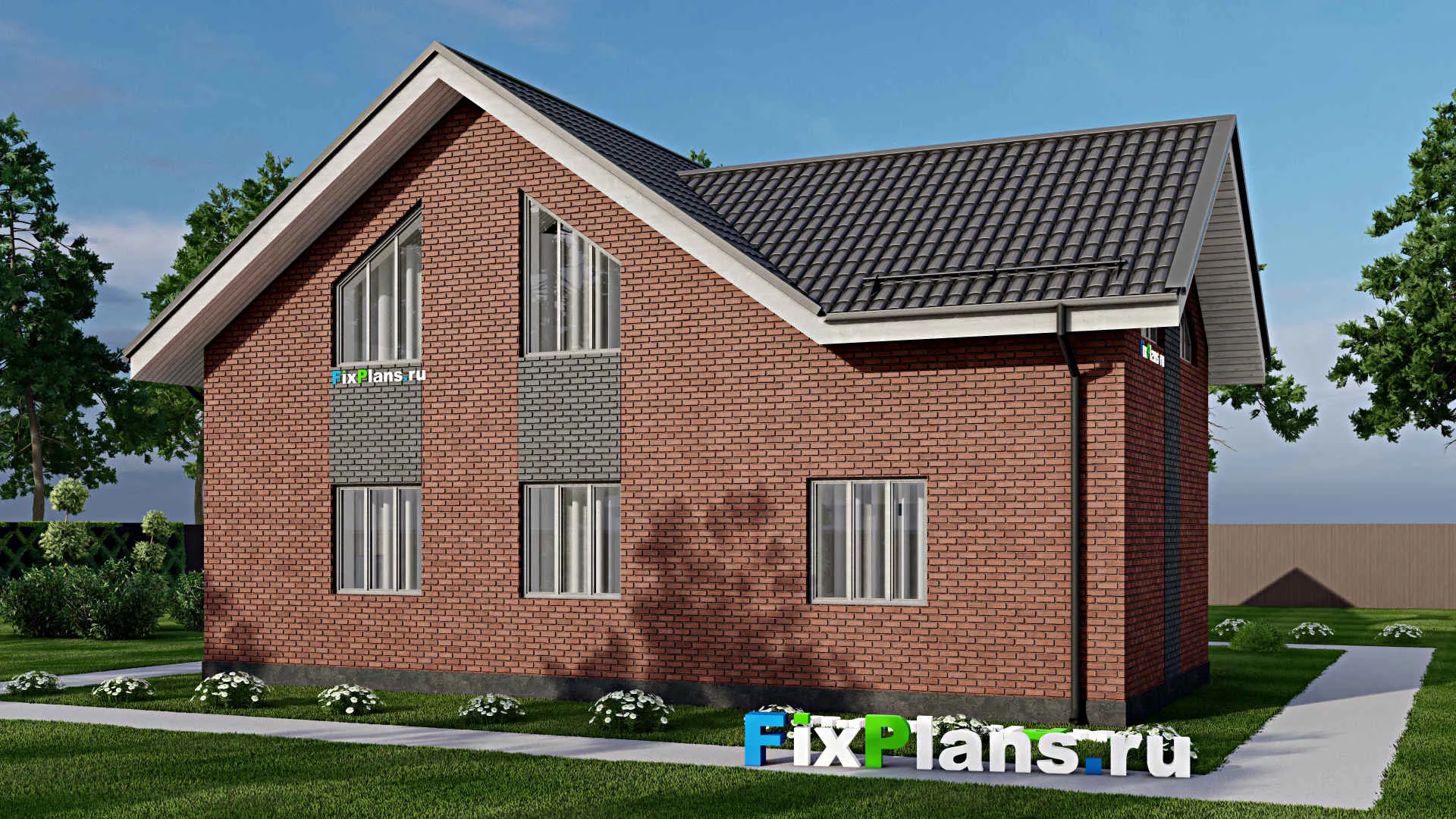 F-3752 - Проект дома с мансардой 11 на 13, площадью 190 м² с балконом и 4 спальнями