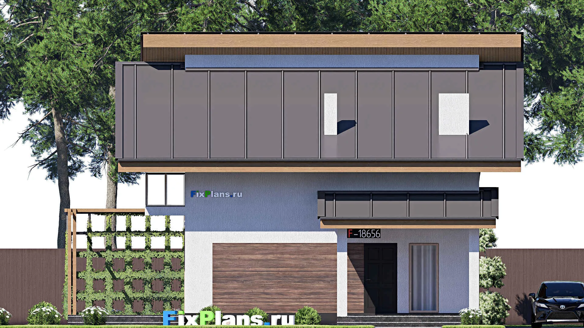 F-18656 - Проект дома с мансардой 11 на 13, площадью 160 м² с террасой, балконом и 3 спальнями