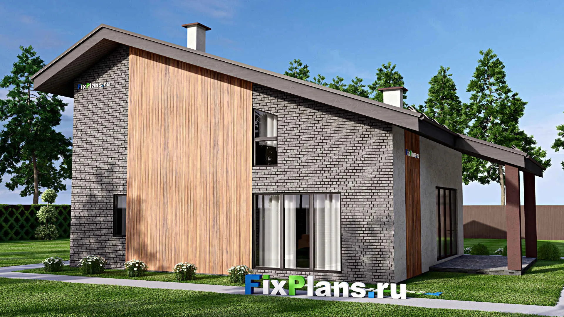 F-12644 - Проект дома с мансардой 11 на 16, площадью 180 м² с террасой, балконом и 3 спальнями