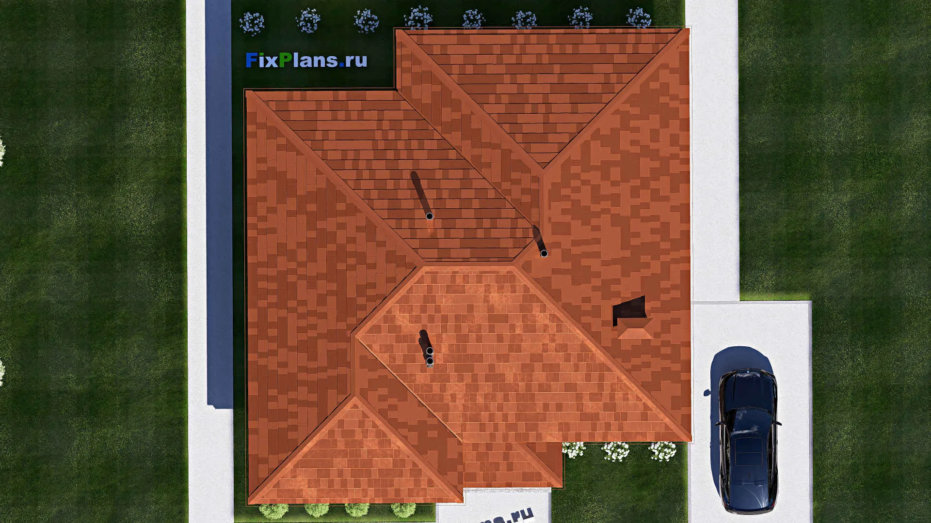 F-17630 - План одноэтажного дома 14 на 15, площадью 140 м² с 2 спальнями