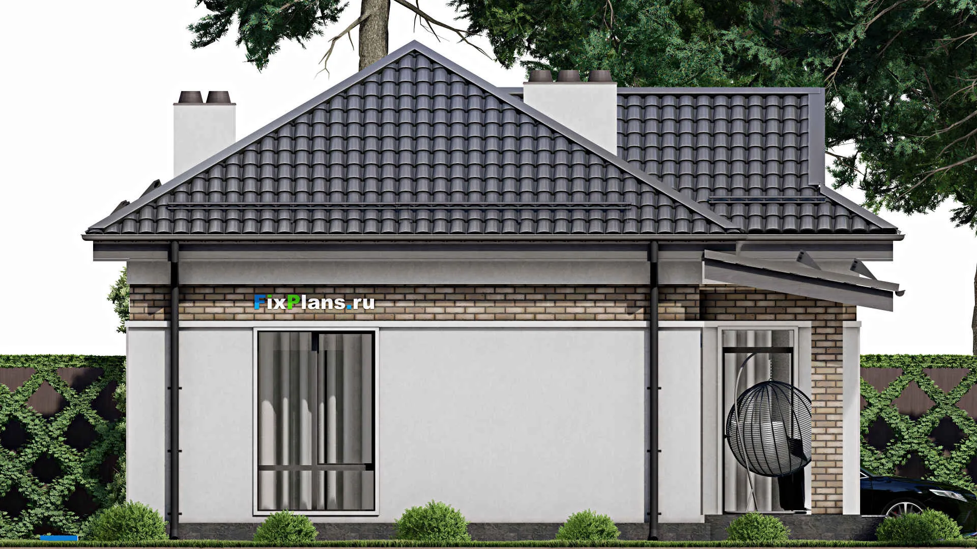 F-2636 - Проект одноэтажного дома 10 на 15, площадью 100 м² с 2 спальнями