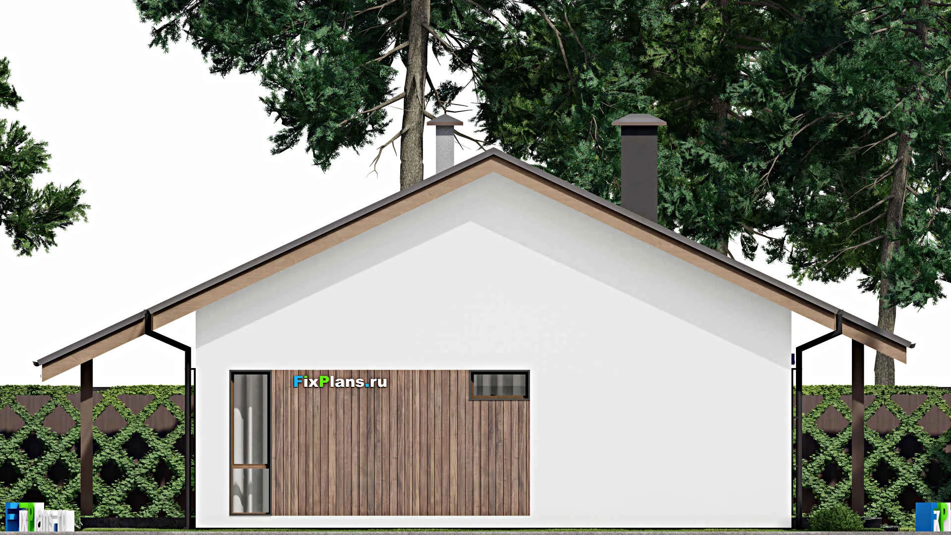 F-11411 - Проект одноэтажного дома 13 на 17, площадью 160 м² с террасой и 4 спальнями