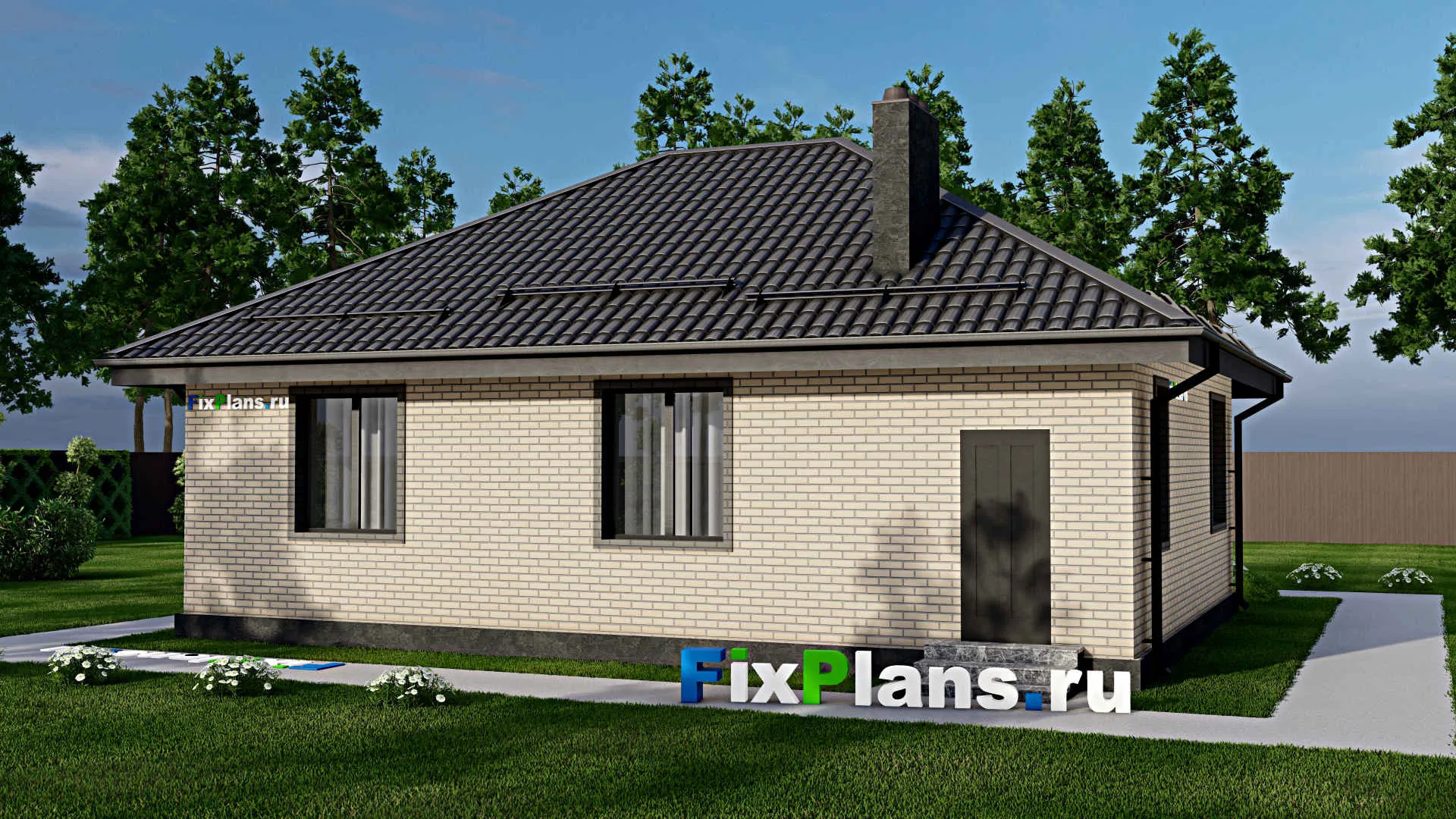 F-3104 - План одноэтажного дома 10 на 12, площадью 90 м² с 3 спальнями