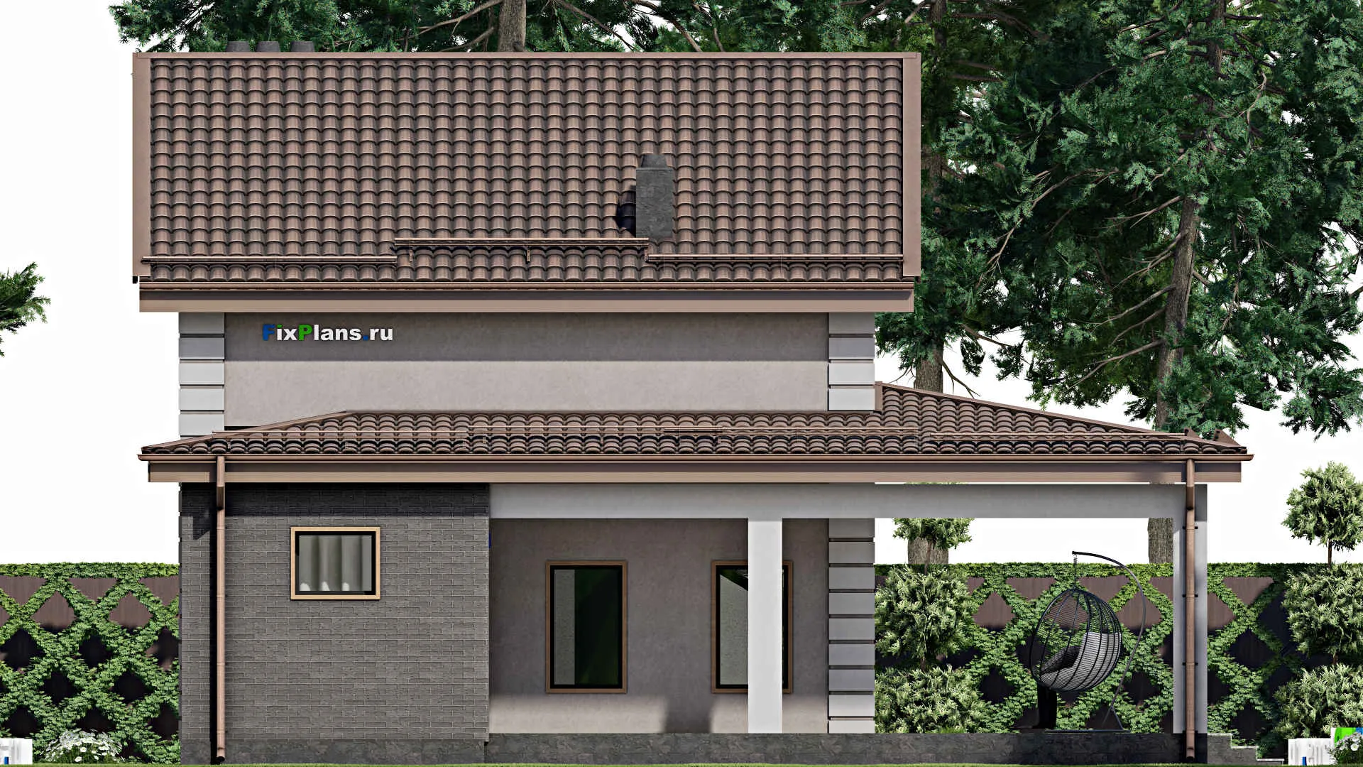 F-8225 - Проект дома с мансардой 9 на 13, площадью 160 м² с террасой и 3 спальнями