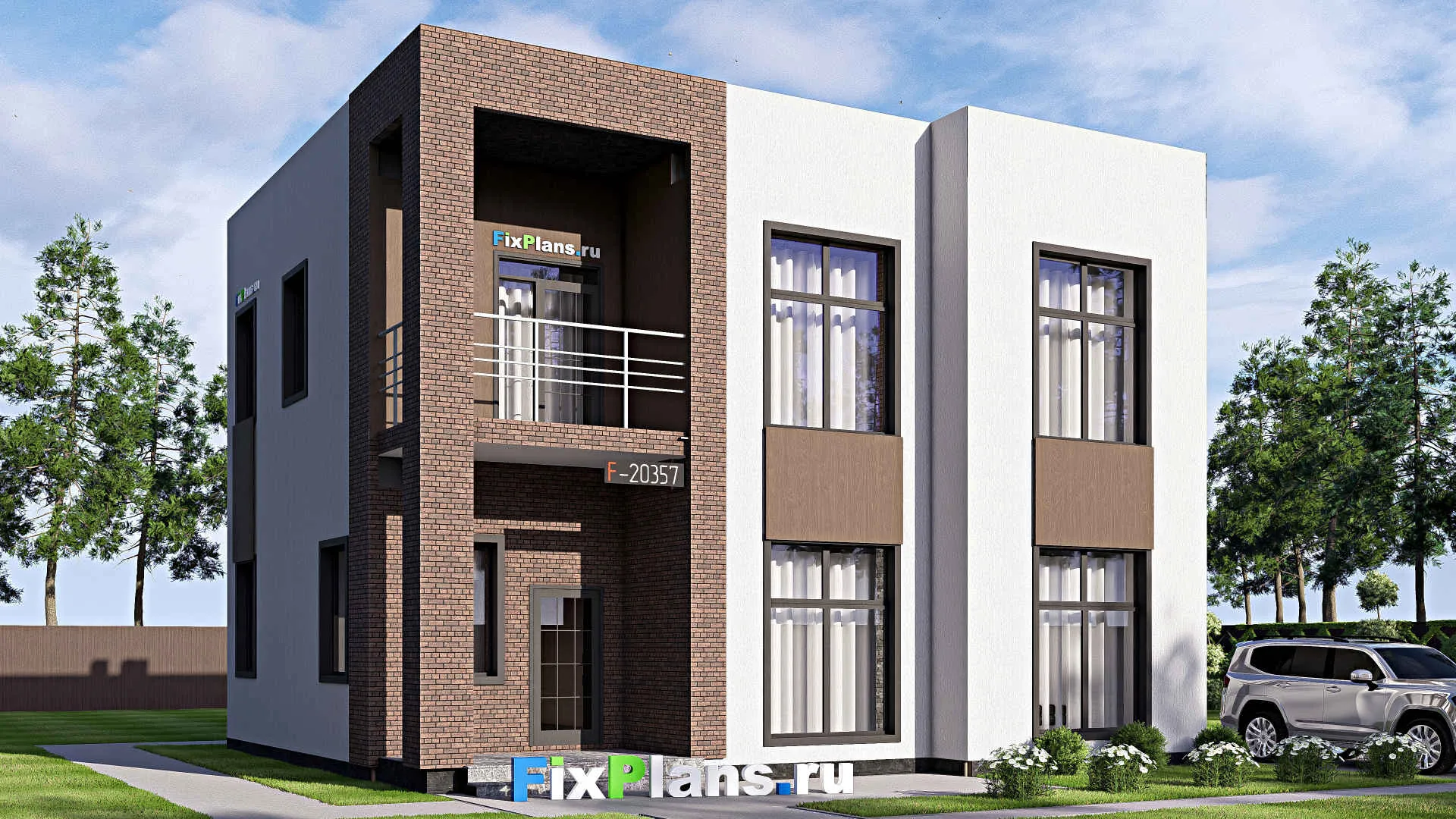 F-20357 - Проект двухэтажного дома 11 на 12, площадью 180 м² с балконом и 3 спальнями