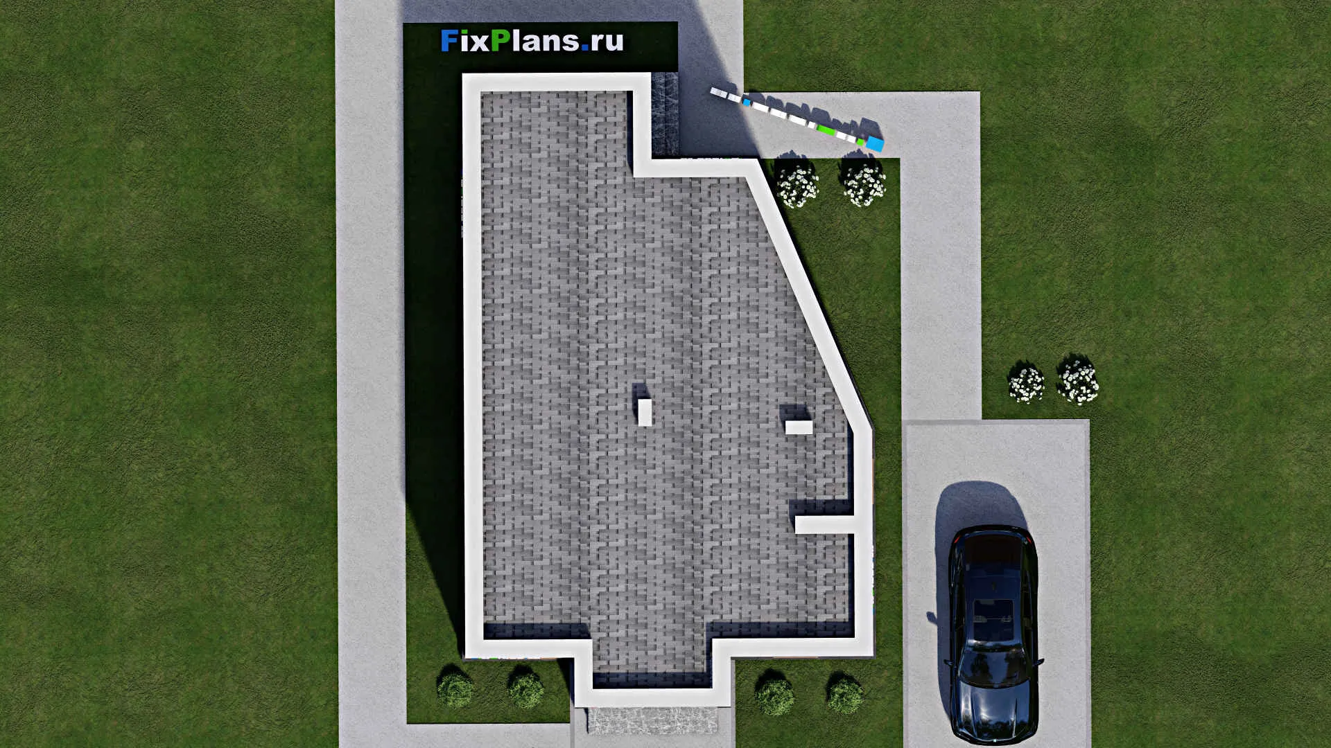 F-11204 - План одноэтажного дома 9 на 15, площадью 90 м² с террасой и 2 спальнями