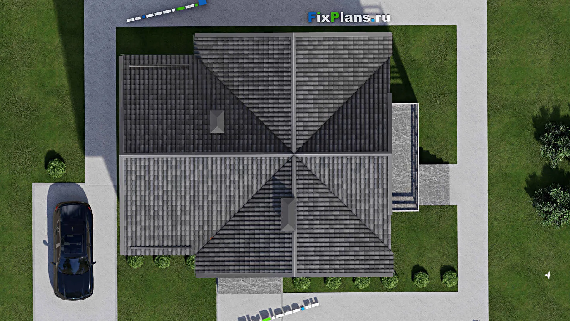 F-5840 - Проект дома с мансардой 11 на 13, площадью 270 м² с террасой, балконом, цокольным этажом и 6 спальнями