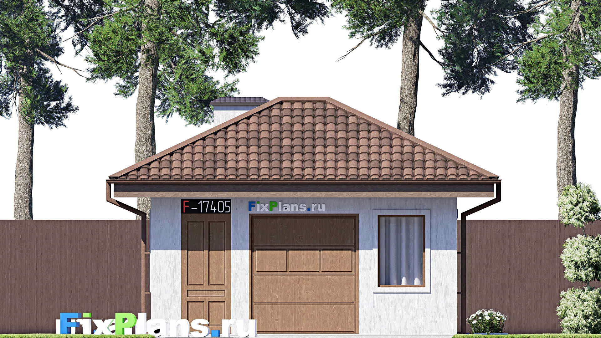 F-17405 - Проект гаража из газобетона 6 на 7, площадью 30 м² 