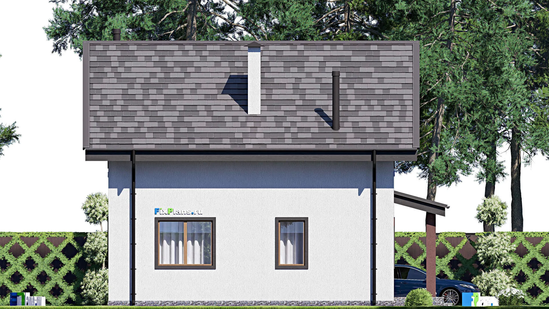 F-18098 - Проект дома с мансардой 11 на 11, площадью 140 м² с 4 спальнями