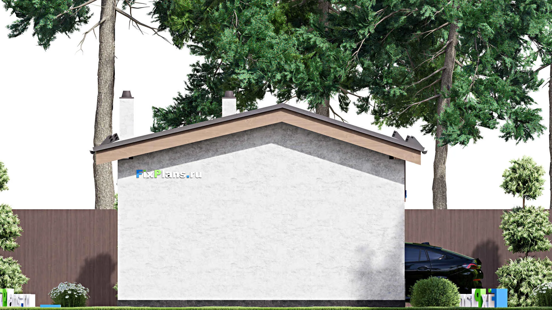 F-15353 - Проект бани 7 на 12, площадью 60 м² с комнатой отдыха, терассой и санузлом