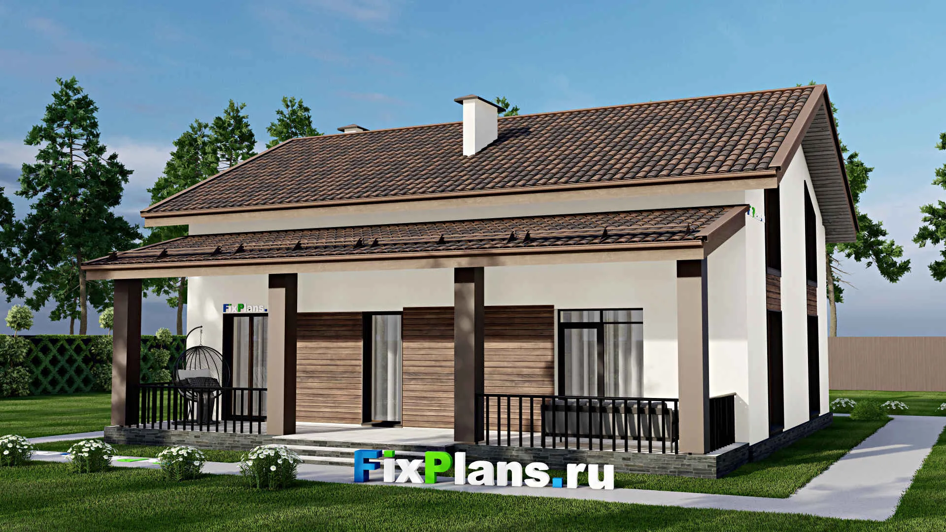 F-7118 - Проект дома с мансардой 13 на 15, площадью 240 м² с террасой и 5 спальнями